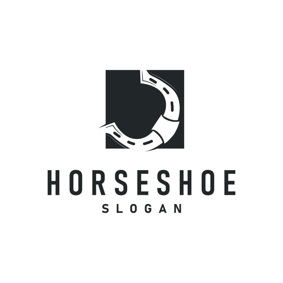 black silhouette horseshoe logo design simple illustration vector