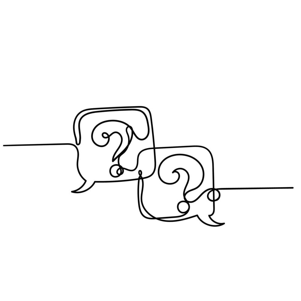 continuous line drawing of two question marks vector