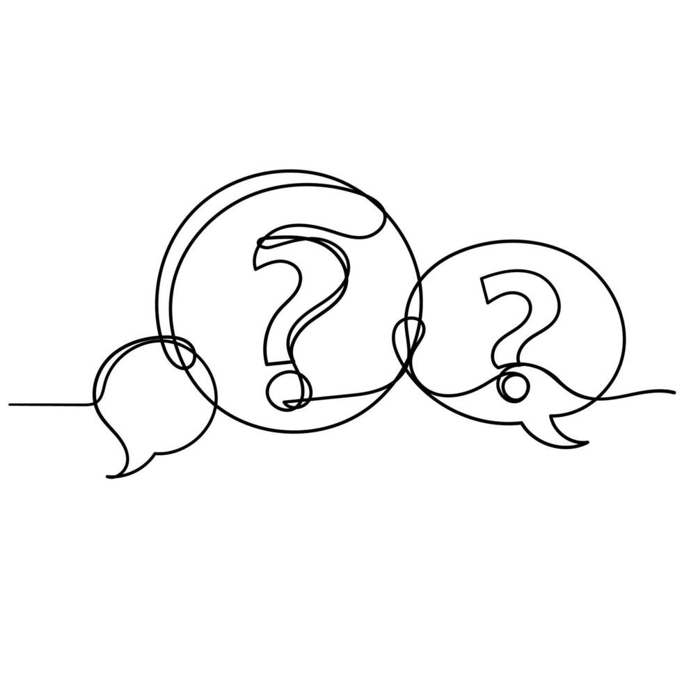 continuous line drawing of question mark illustration vector