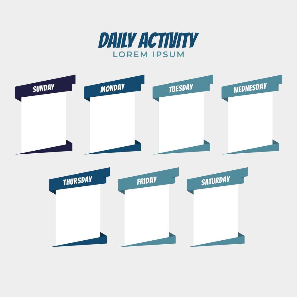 Daily Activities of The Week, Note Diary on Ice Color vector