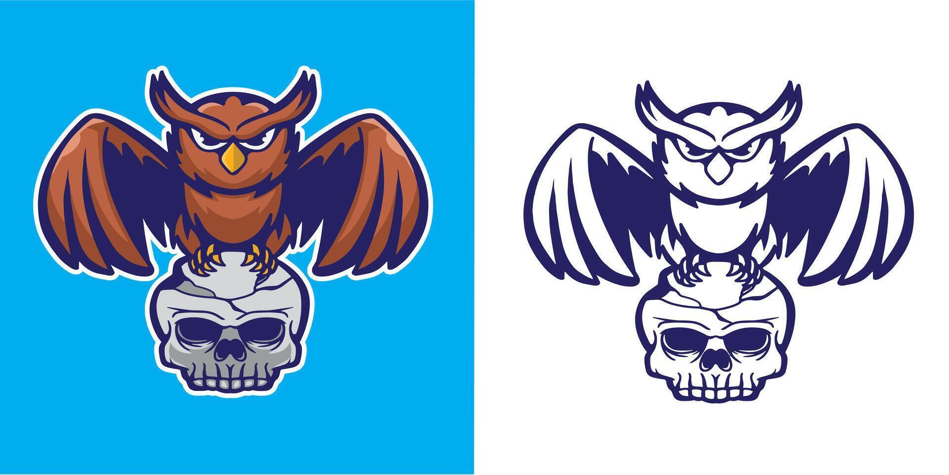 mascot owl with skull good for tattoo design, t shirt design, sticker, badge, element design, etc vector