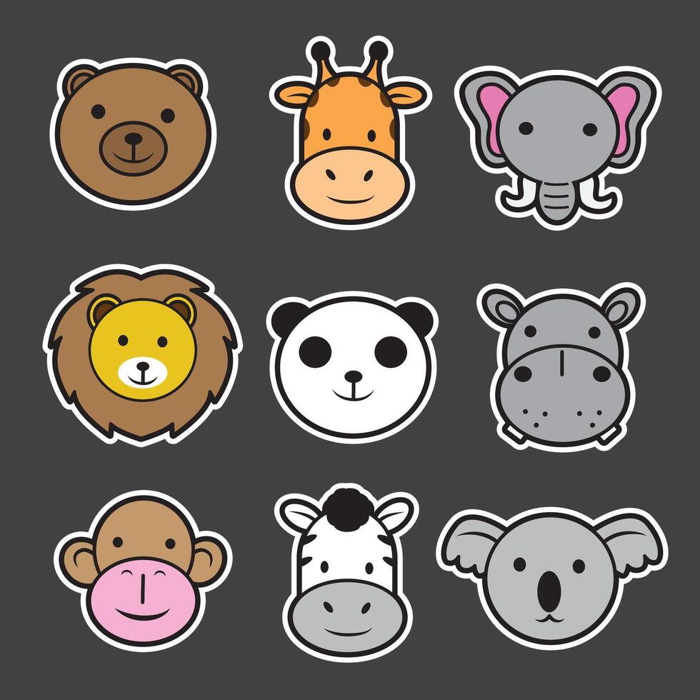 set of animals icon good for sticker, pattern t shirt, pins, graphic design, zoo icons, zoo sticker vector