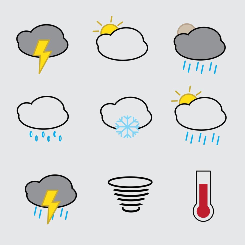 set of weather icons good for graphic design, element design, asset design vector