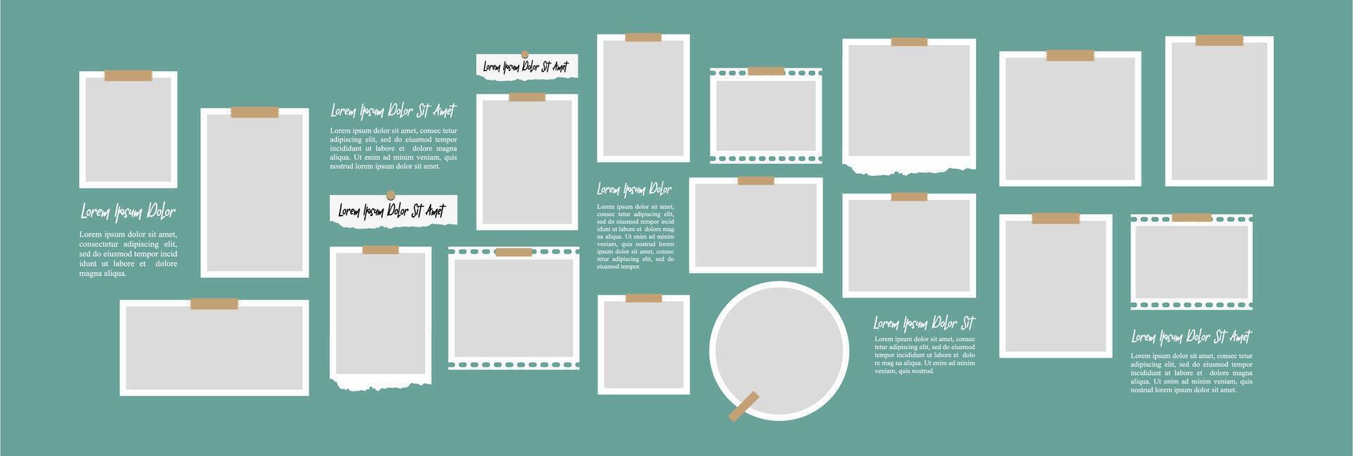 Blank board Pictures or photos frame collage vector