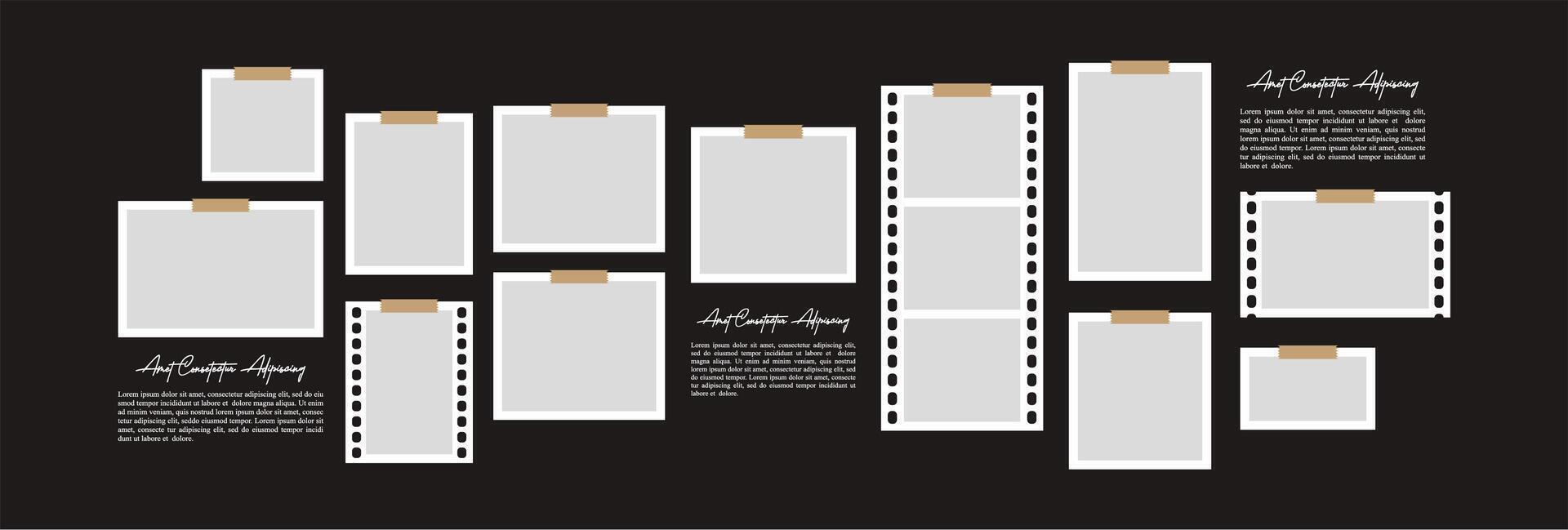 digital photo wall picture collage template vector
