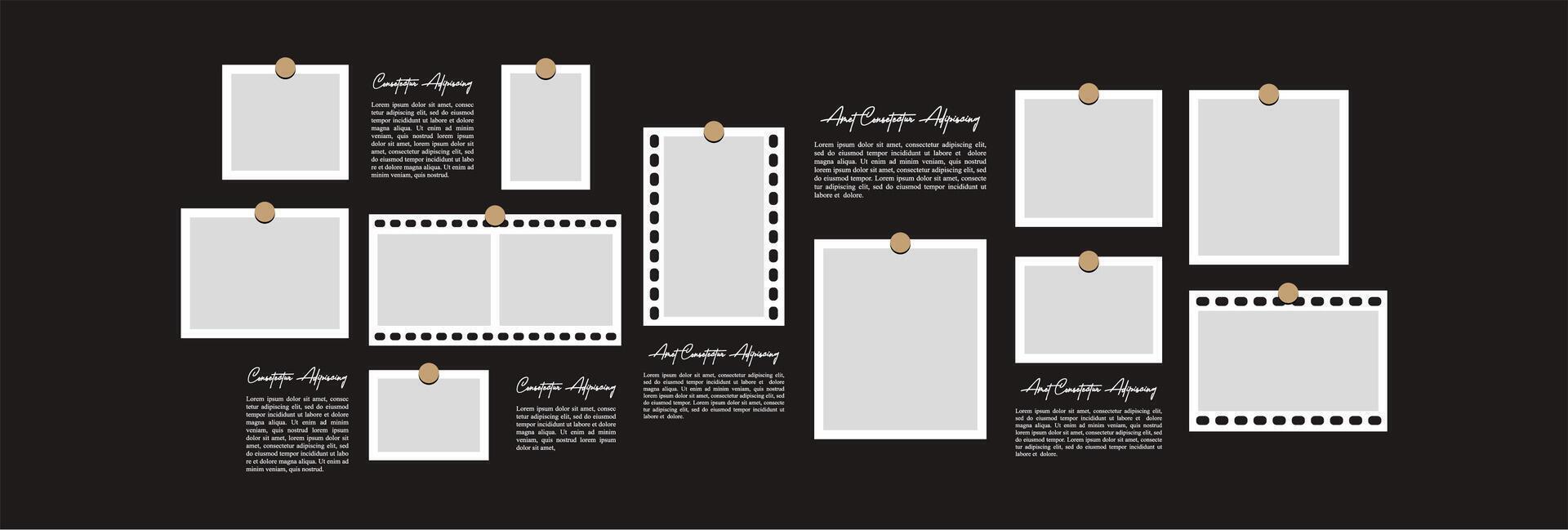 blank picture collage template vector