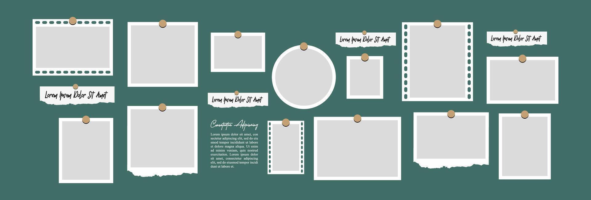 photo frames on light background Pile of photo vector