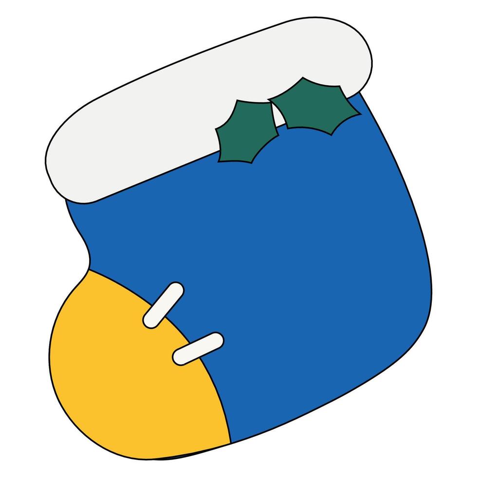 christmas sock blue icon stickger element vector