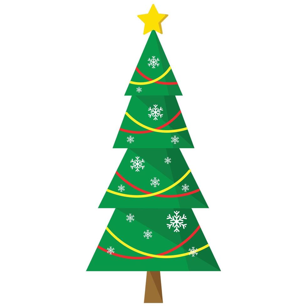christmas tree Decorated with snow and beautiful lights. vector