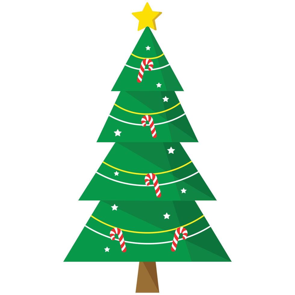 christmas tree Decorated with candy can and beautiful lights. vector