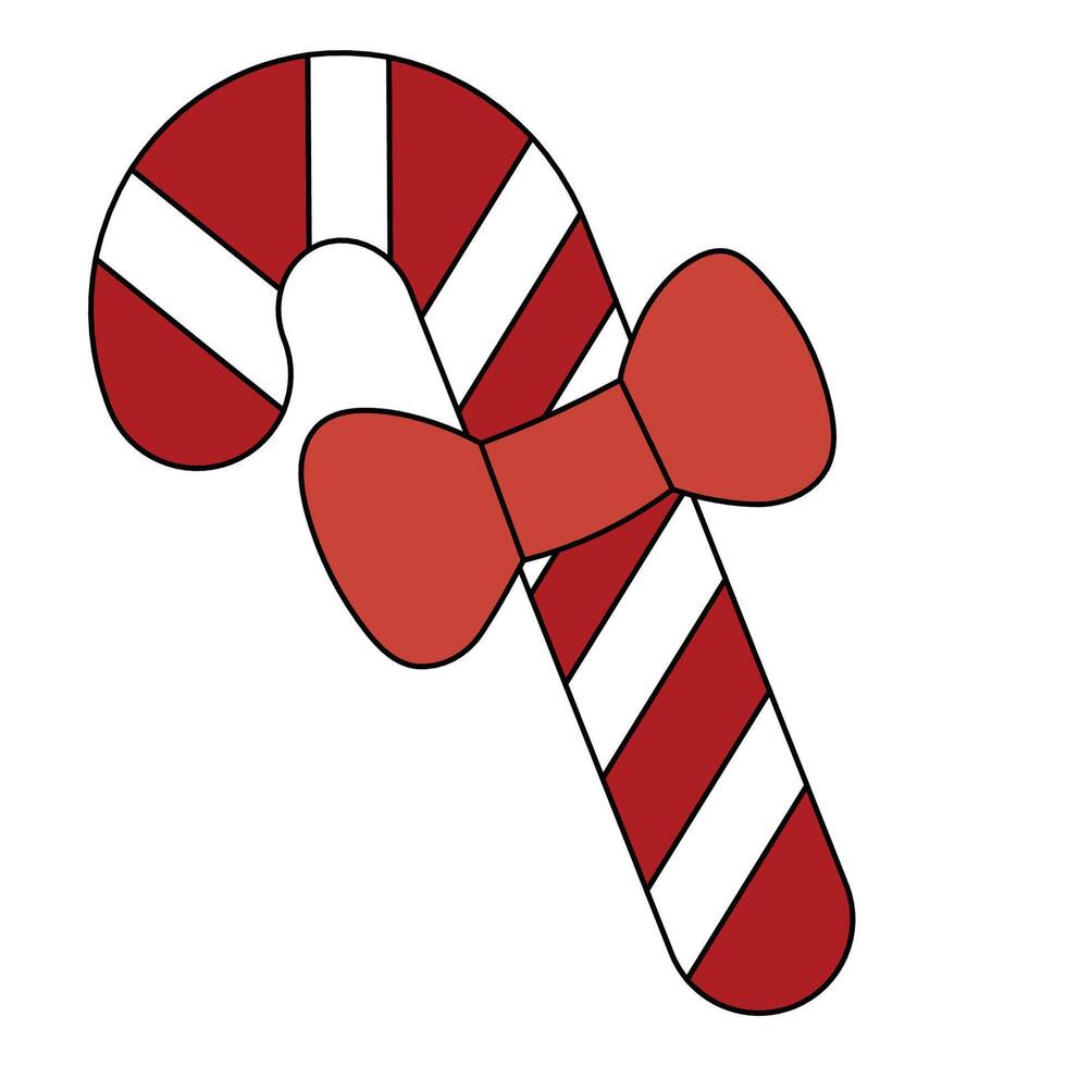 candy cane christmas with knot isolated illustration. vector