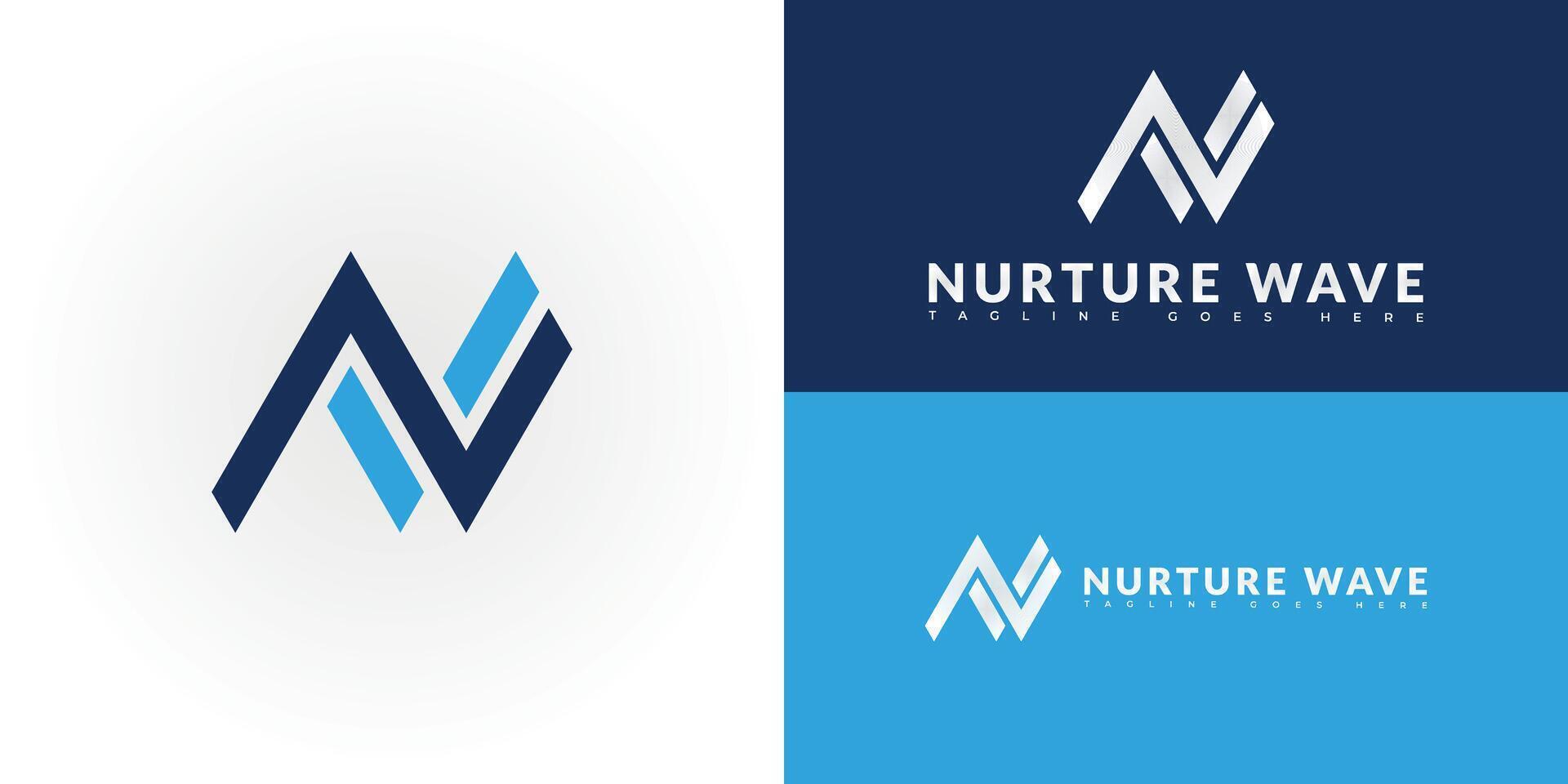 Modern initial letter NW or WN logo in blue color isolated on multiple background colors. The logo is suitable for financial planner and investment advisor logo design inspiration templates. vector