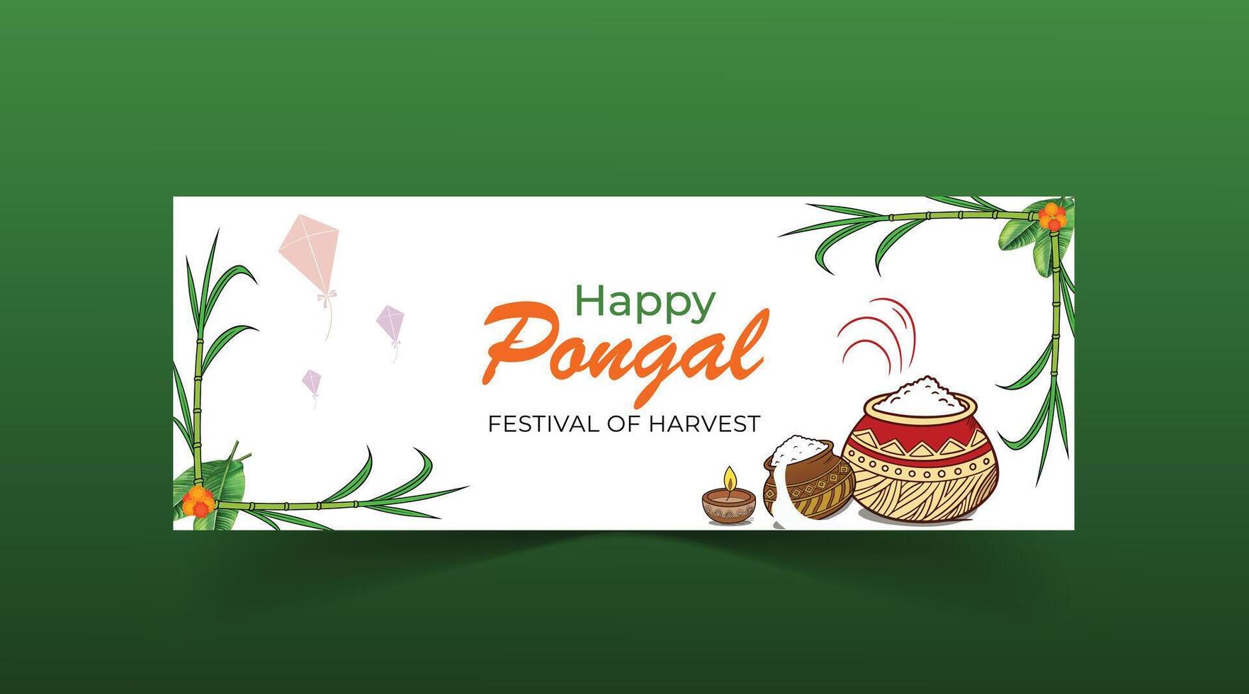 Vibrant Pongal Wishes Social Media Banner Template vector