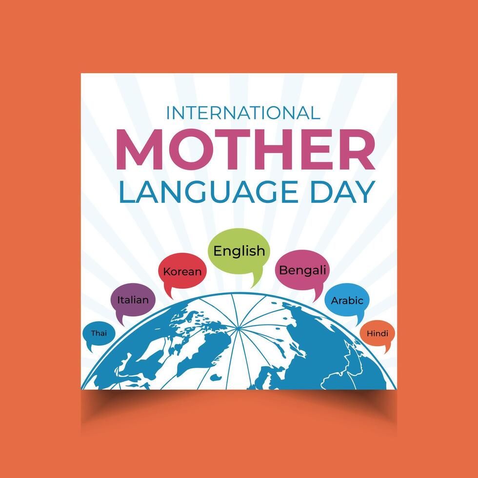 International Mother Language Day Greetings Post Template vector