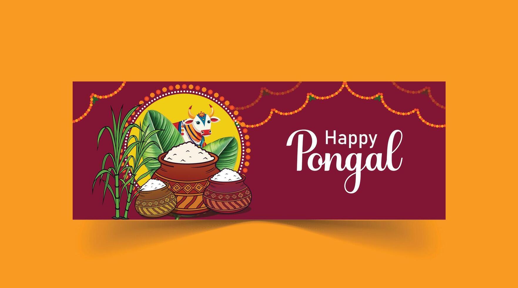 Traditional Pongal Festival Social Media Banner Design vector
