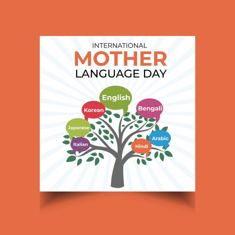 Celebrate International Mother Language Day Social Media Template vector