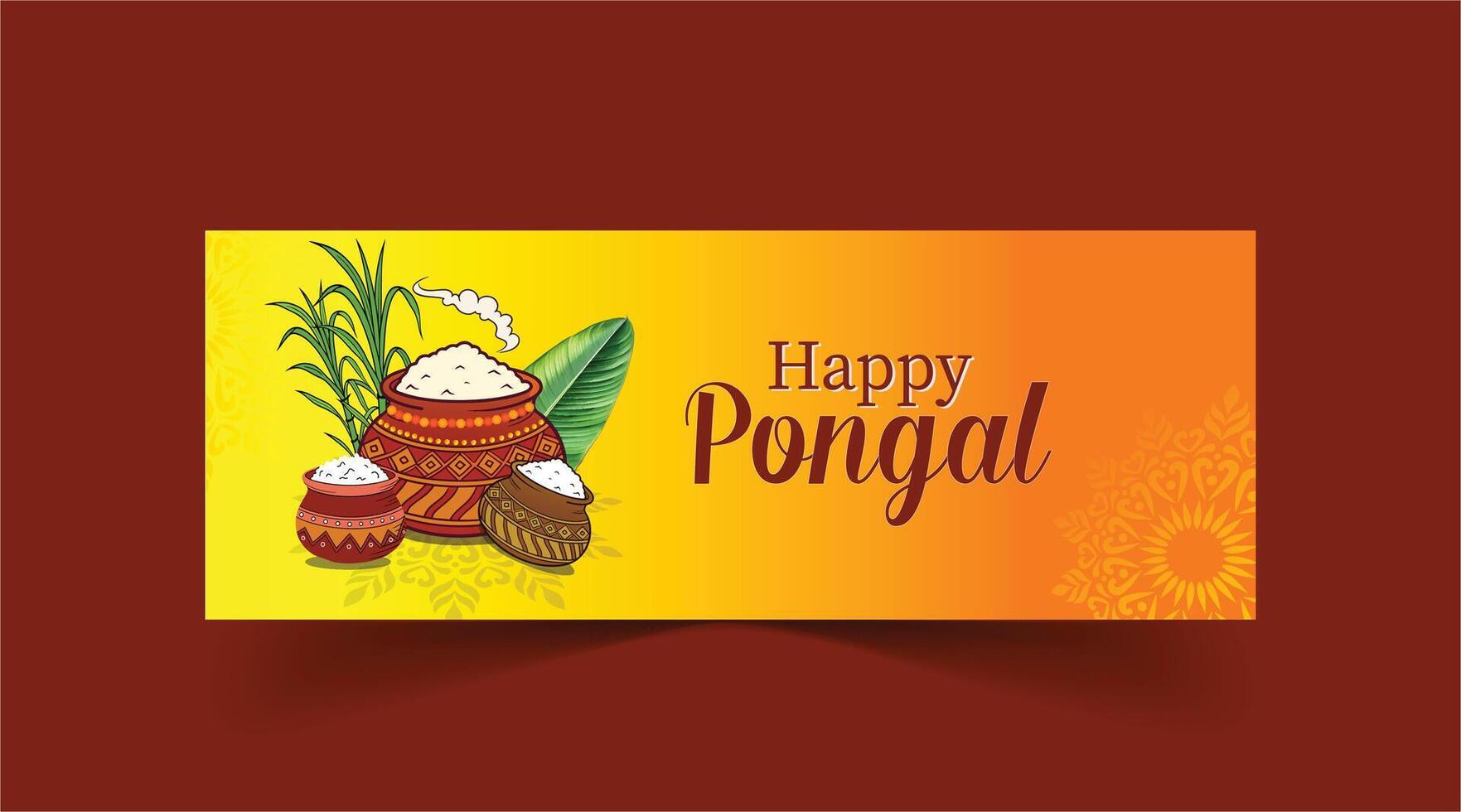 Cheerful Pongal Greetings Banner Template for Social Media vector