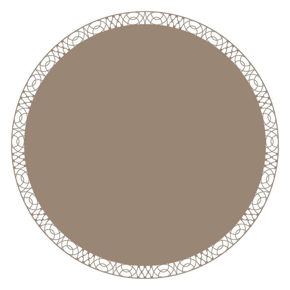 Gold Arabic geometric round pattern. Seamless Round gold Islamic frame. Arabic, Andalusian, Oriental, Islamic, Eastern. Luxury frame in modern authentic stylestyle. Porcelain, Ceramics, Houseware. EPS vector