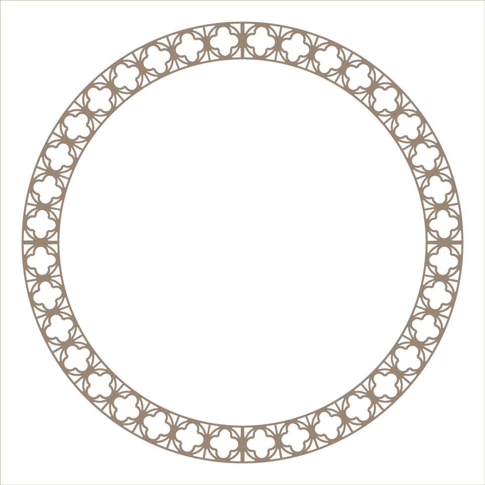 Luxury Authentic Gold frame, Arabic, venetican, Oriental, Arabesque style. Gold arabian, islamic, geometric Round ornamental frame. Gold design plate, ceramic, porcelain, embroidery, printing vector