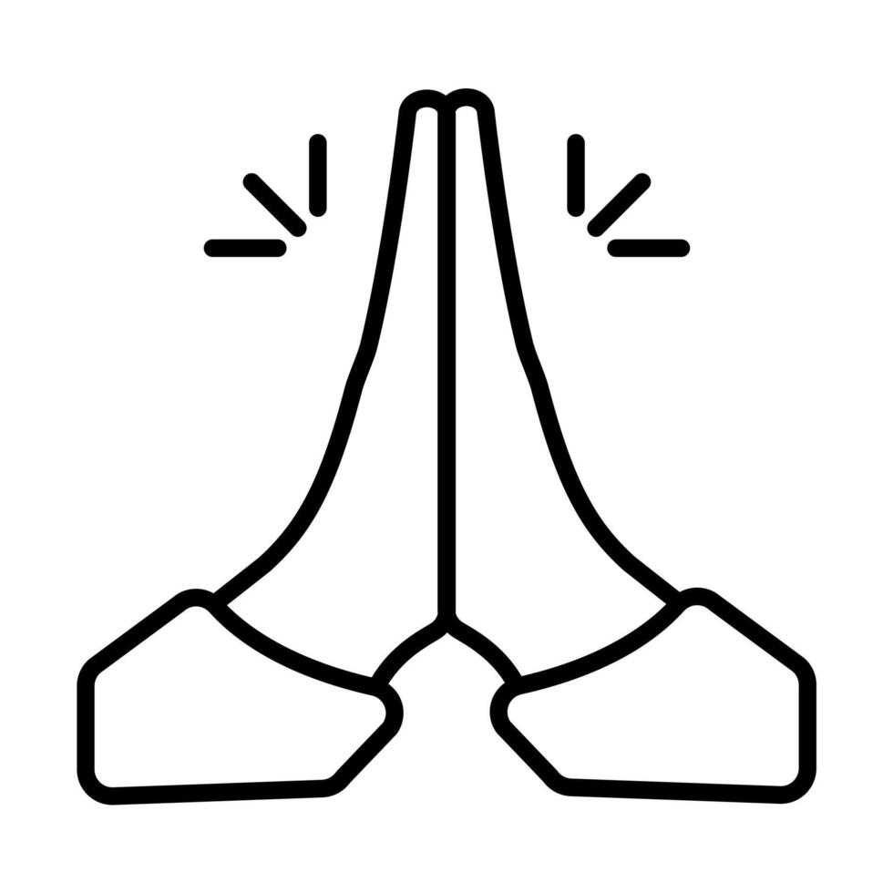 Hands folded in prayer line icon for graphic design, logo, web site, social media, mobile app, ui illustration vector