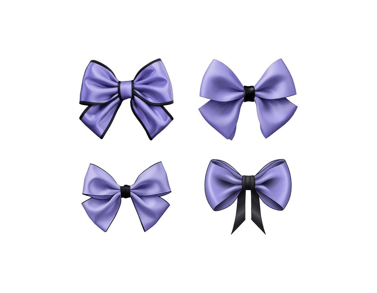 set of purple and black ribbon vector