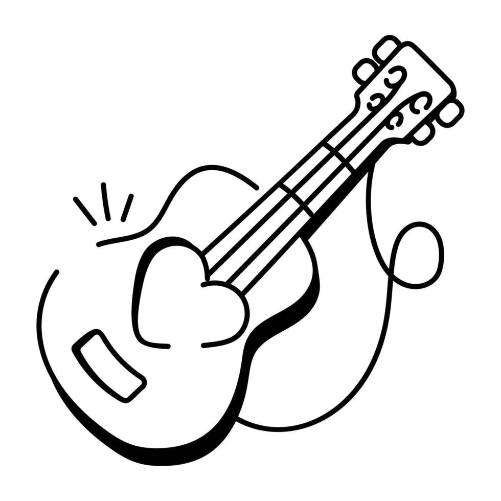 A hand drawn style icon of guitar music vector