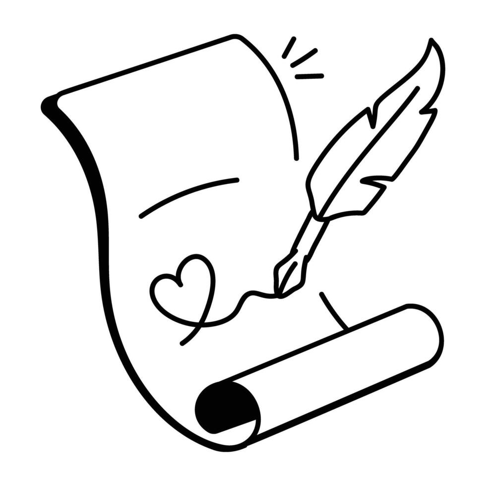 A doodle style icon of marriage contract vector