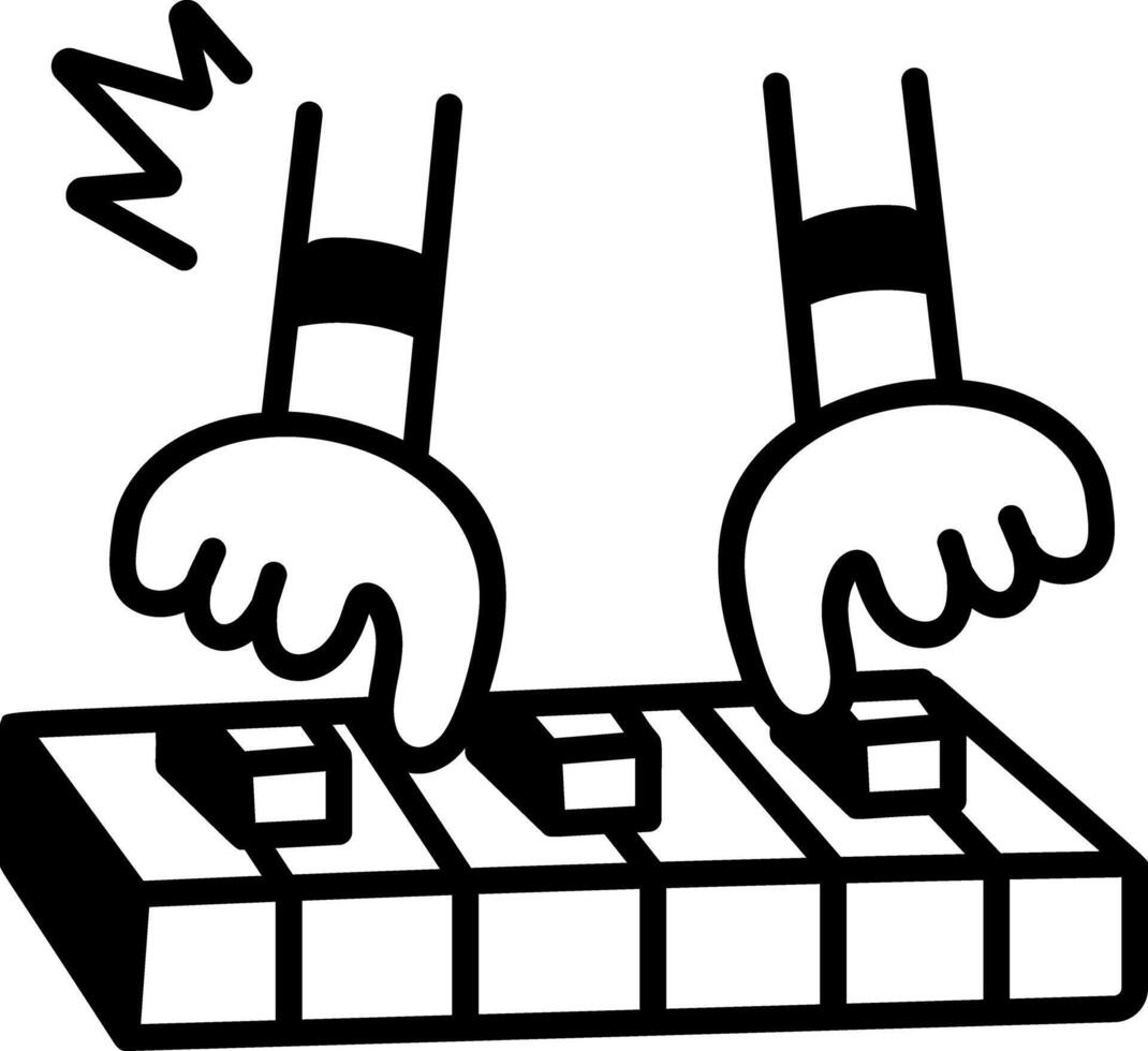 A hand drawn icon of hand playing piano vector