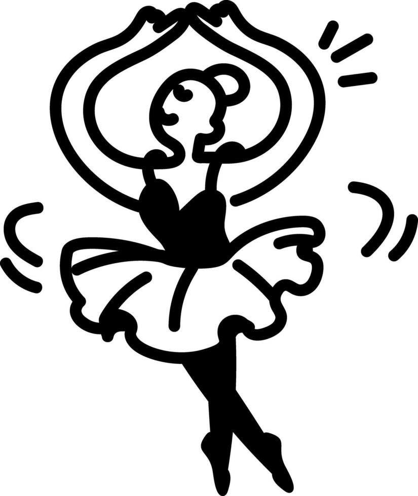 A doodle icon of a girl standing in dancing pose vector