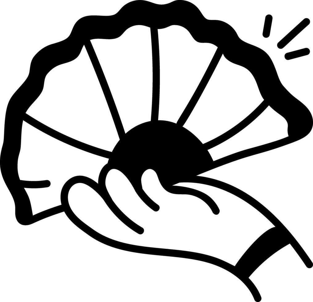 A doodle style icon of a hand fan vector