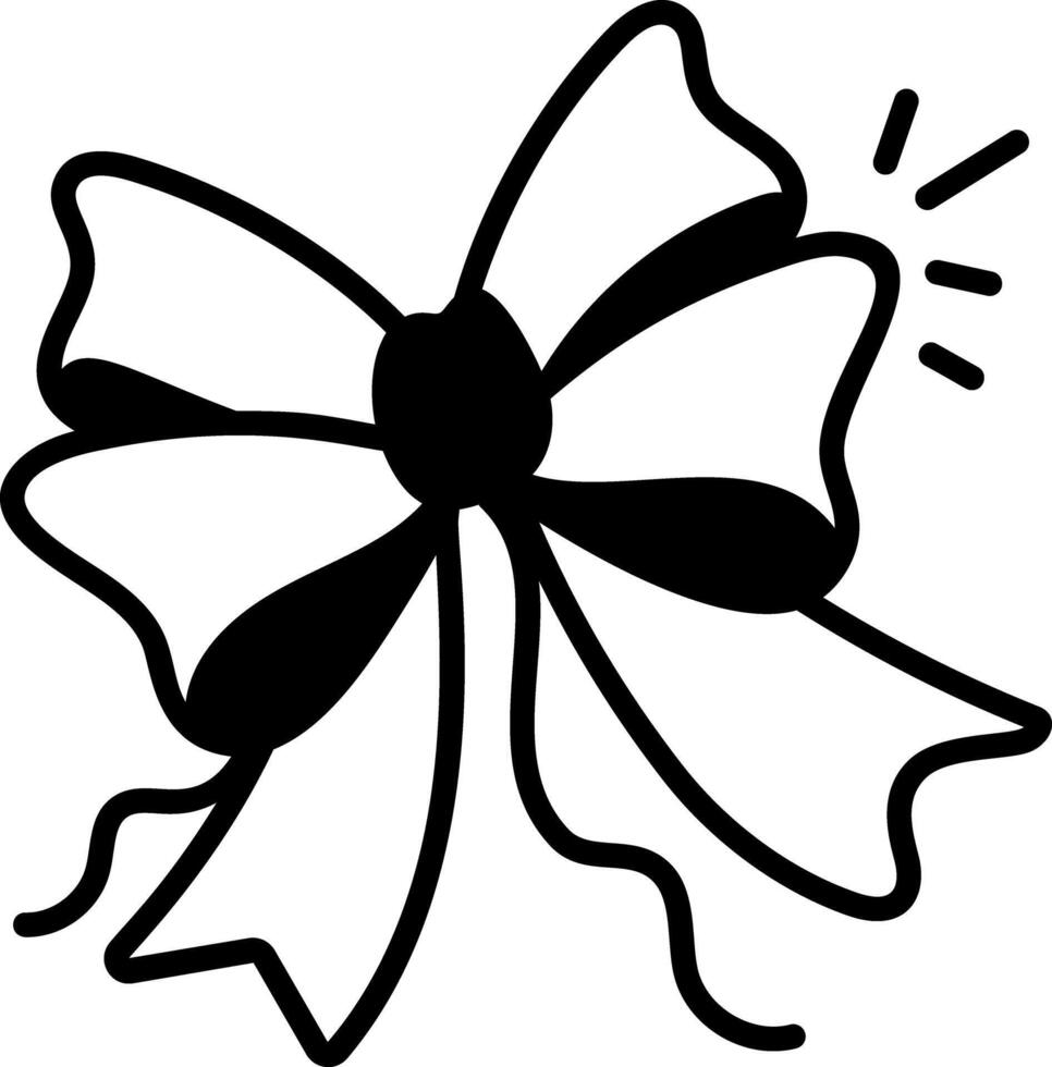 Ribbon bow icon in hand drawn style vector