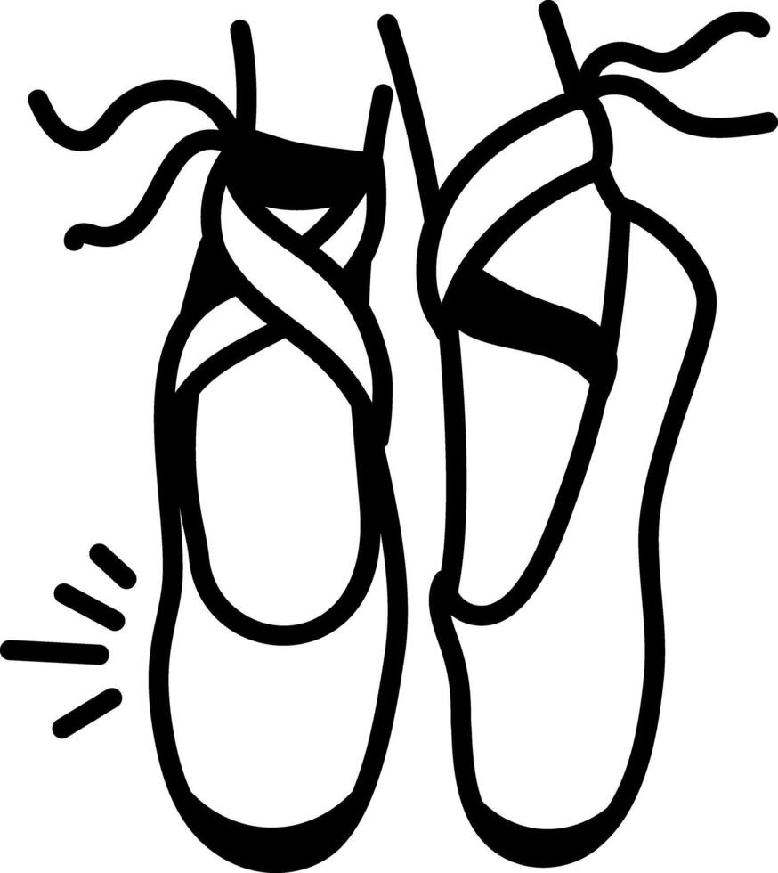 Ballet shoe icon in hand drawn style vector