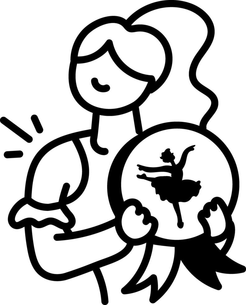 A hand drawn icon of a girl holding ballet medal vector