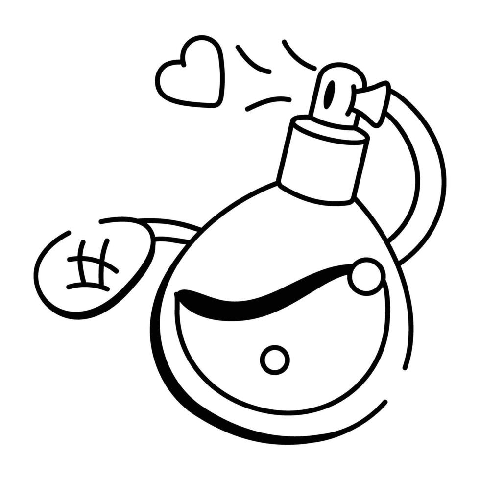 A hand drawn style icon of perfume bottle vector