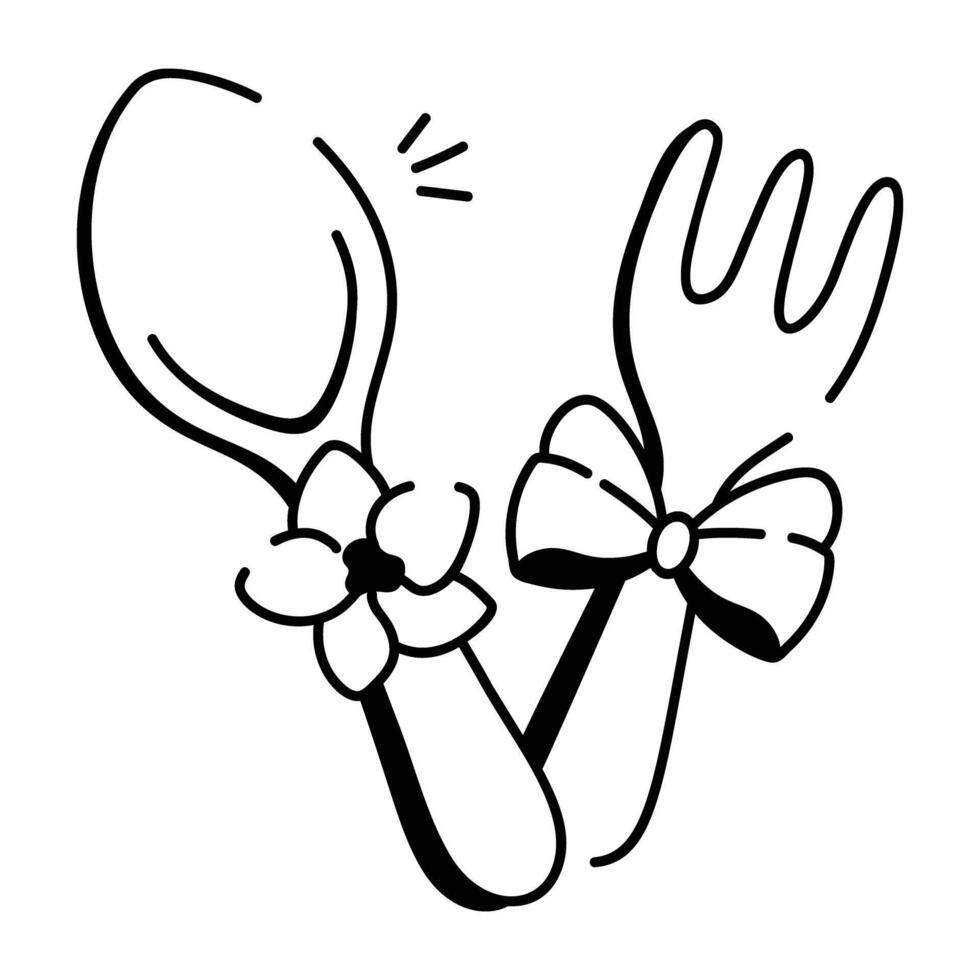 A doodle style icon of wedding cutlery vector