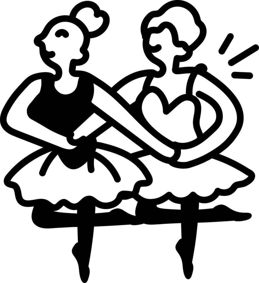 A doodle icon of dancing ballet girls vector