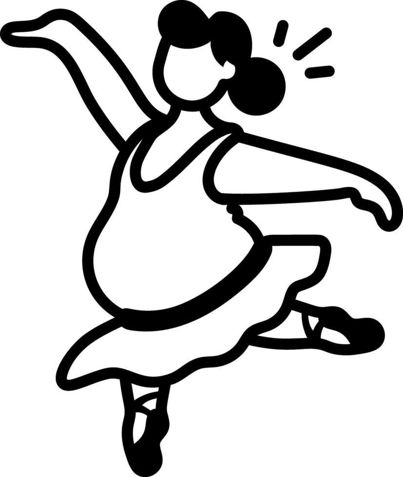 Overweight ballerina dancing icon in doodle style vector