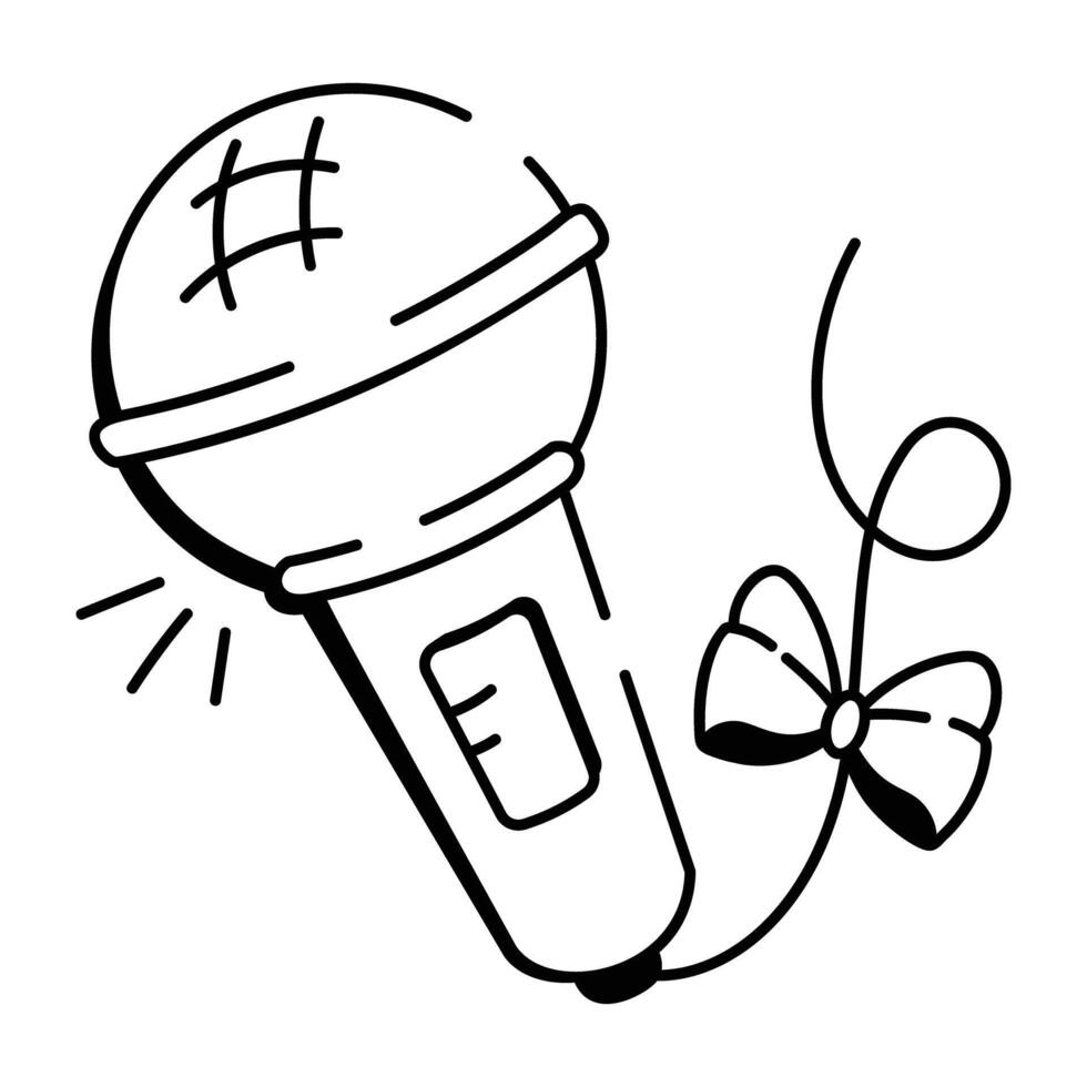 A doodle style icon of microphone vector