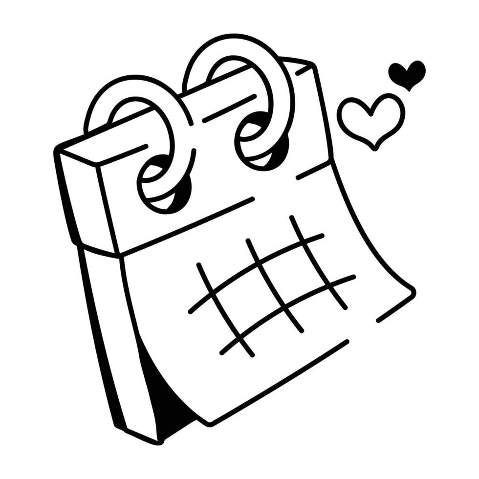 A doodle icon of wedding date calendar vector
