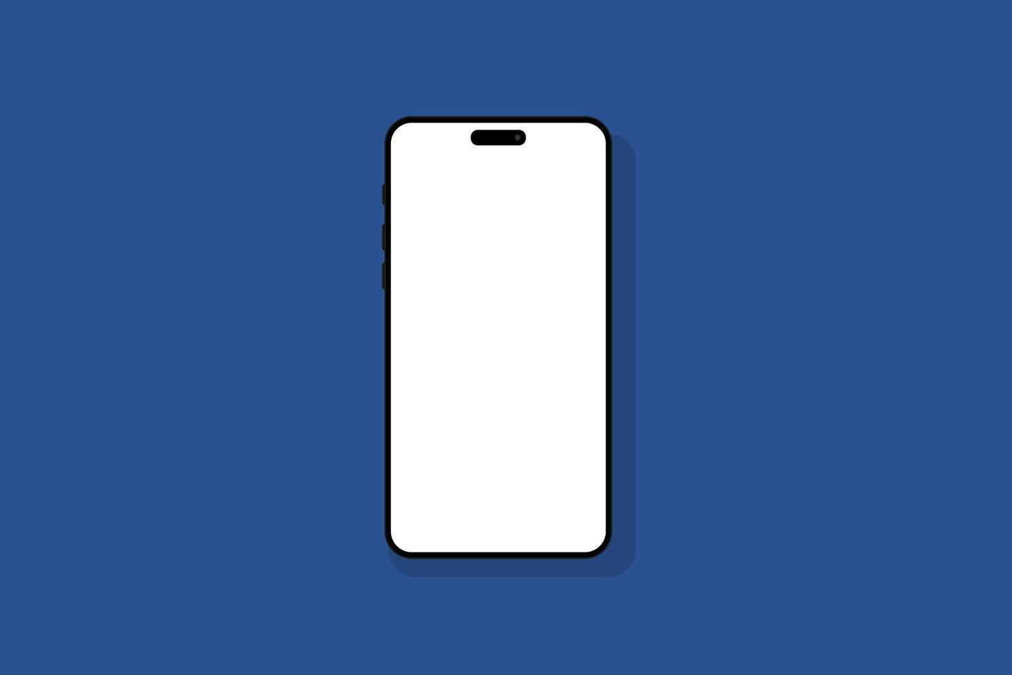 phone mockup on a blue background with a blank screen vector
