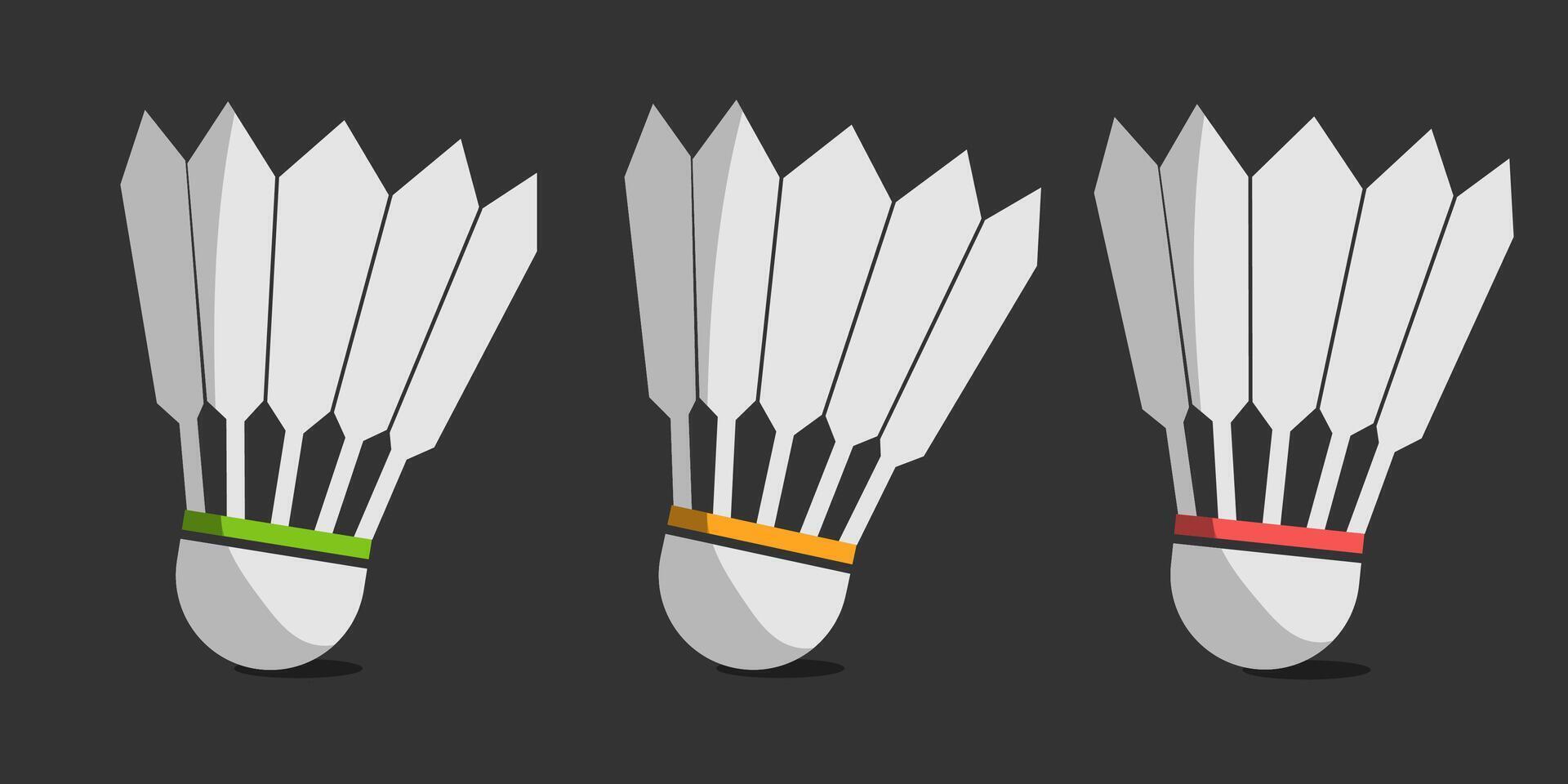 icons shuttlecock badminton illustration on dark gray background vector