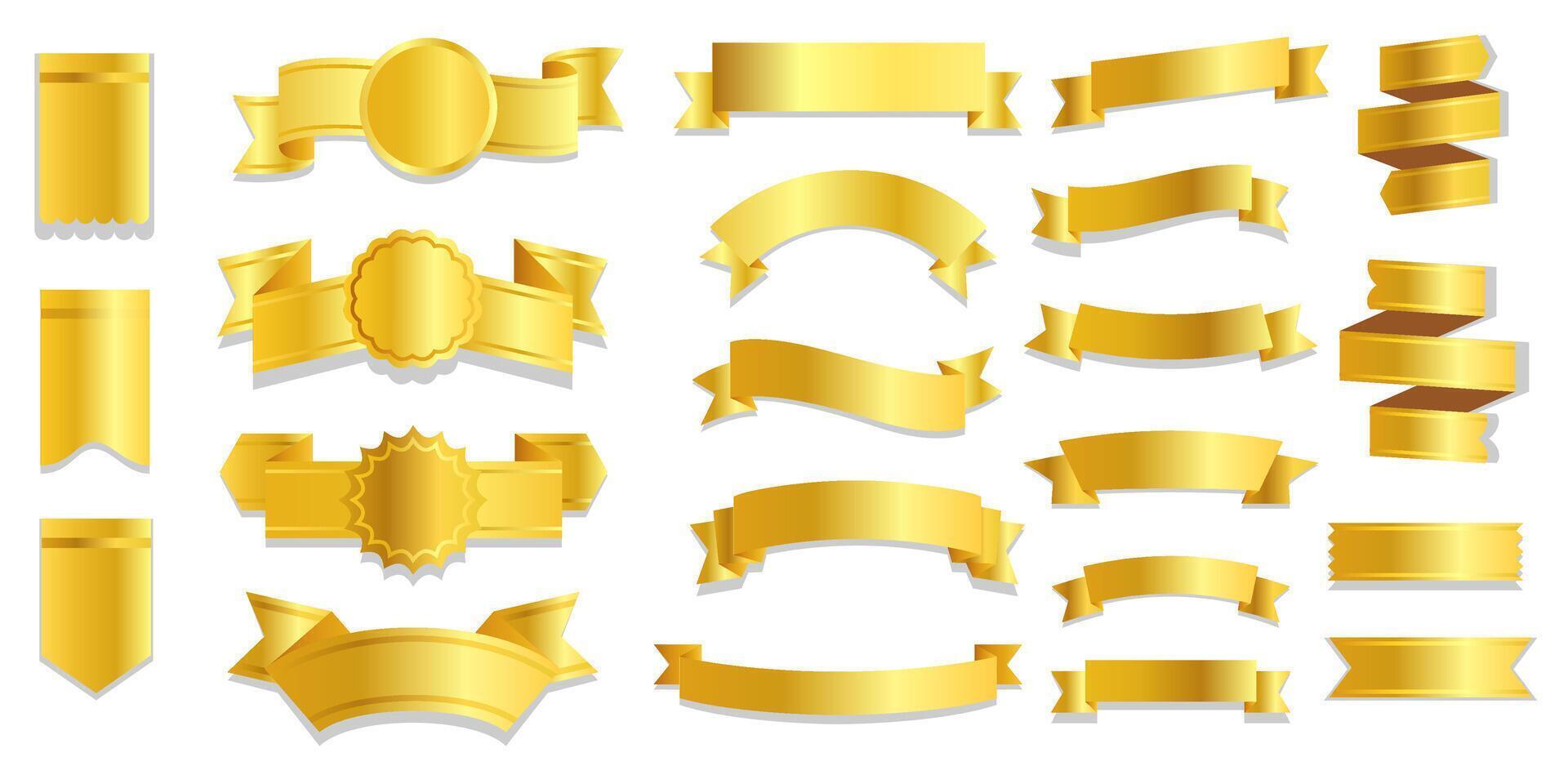 gold ribbons or banner set on white background vector