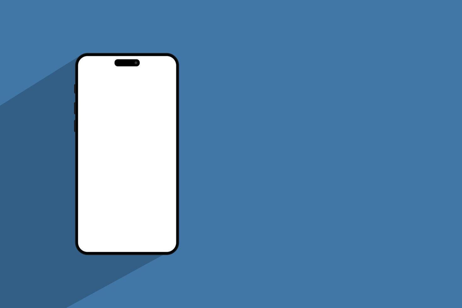 blue background with realistic phone mockup vector