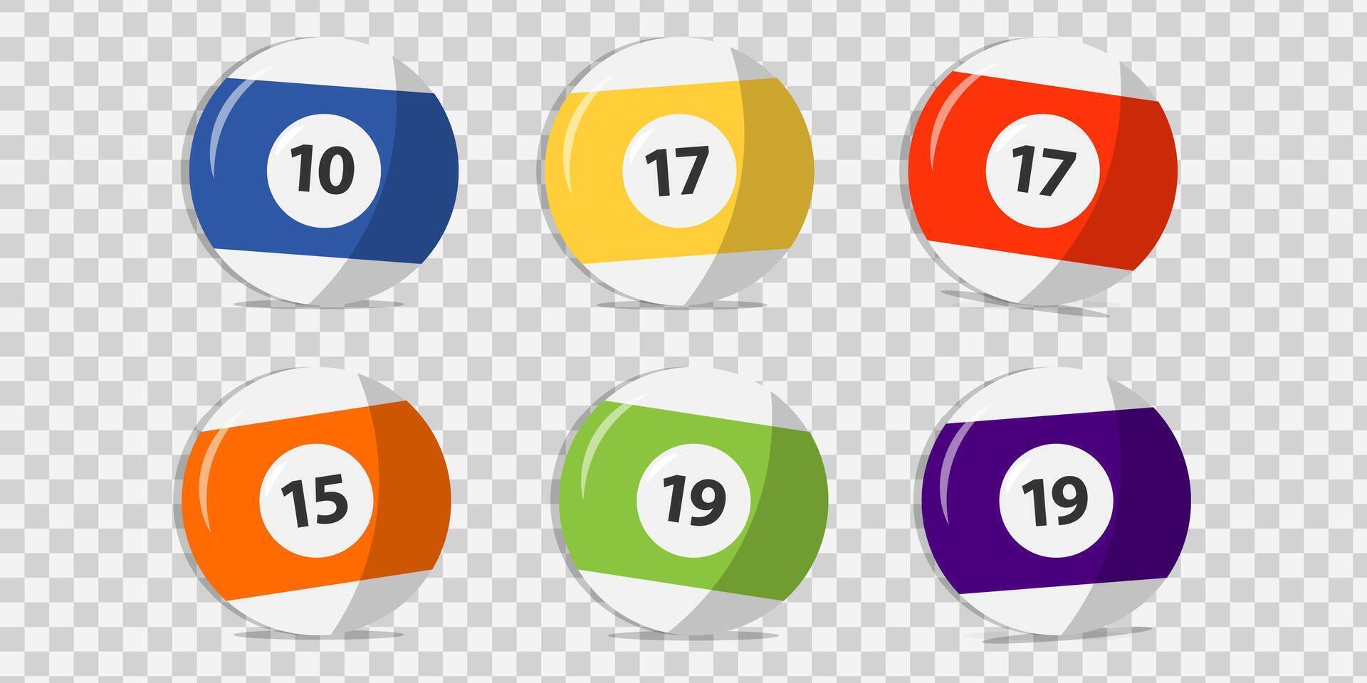 billiard balls set icon with numbers with various colors vector