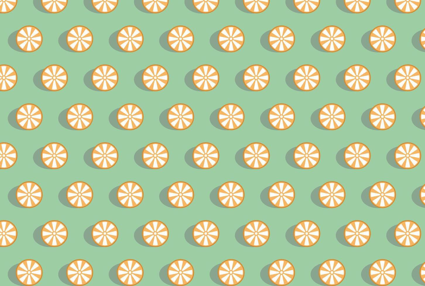 green background with pattren orange slices vector