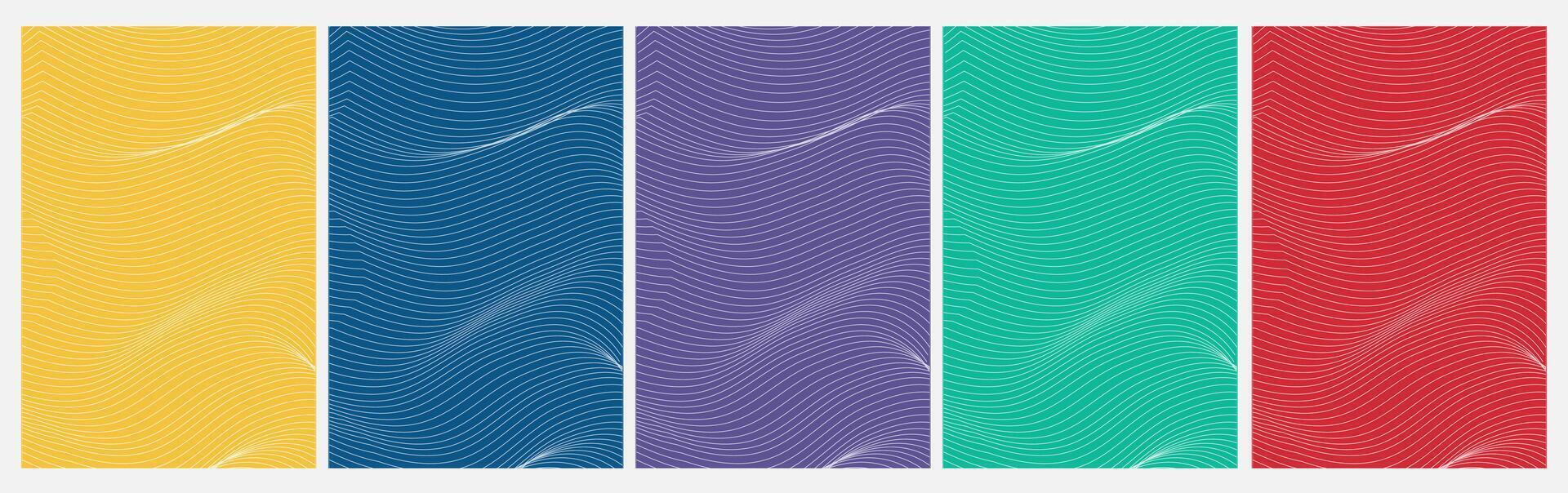set colorful wavy lines background vector