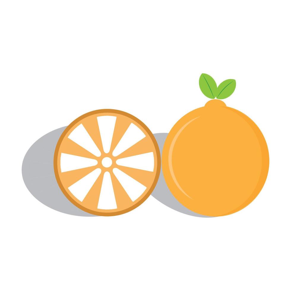 orange and slice icon of orange fruit illustration on white background vector