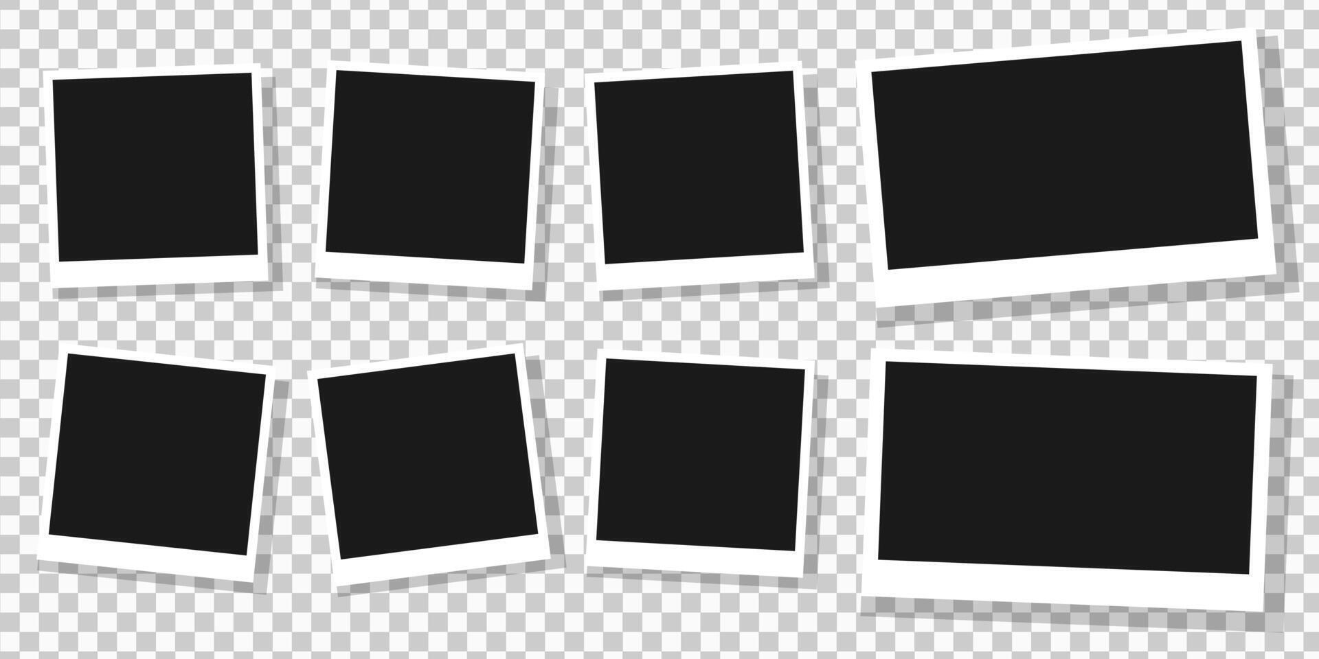 set polaroid photo frames with shadow vector