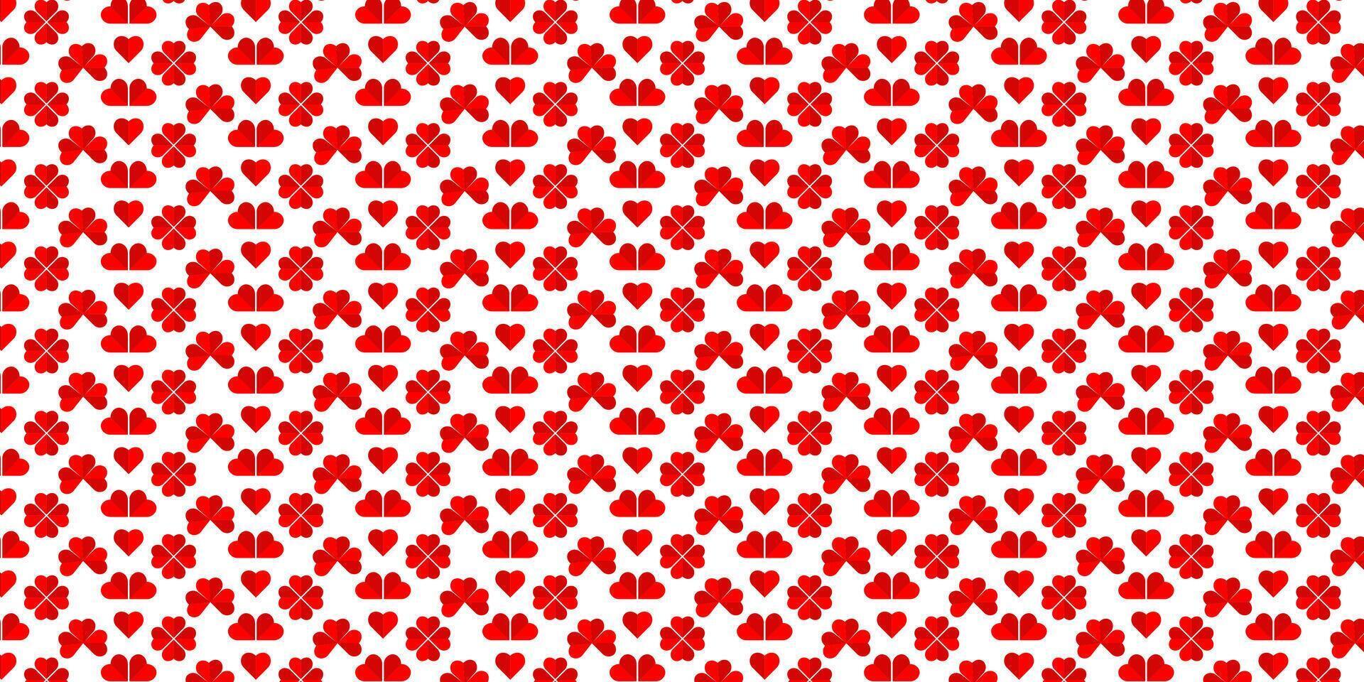 red and white pattern background with small hearts vector