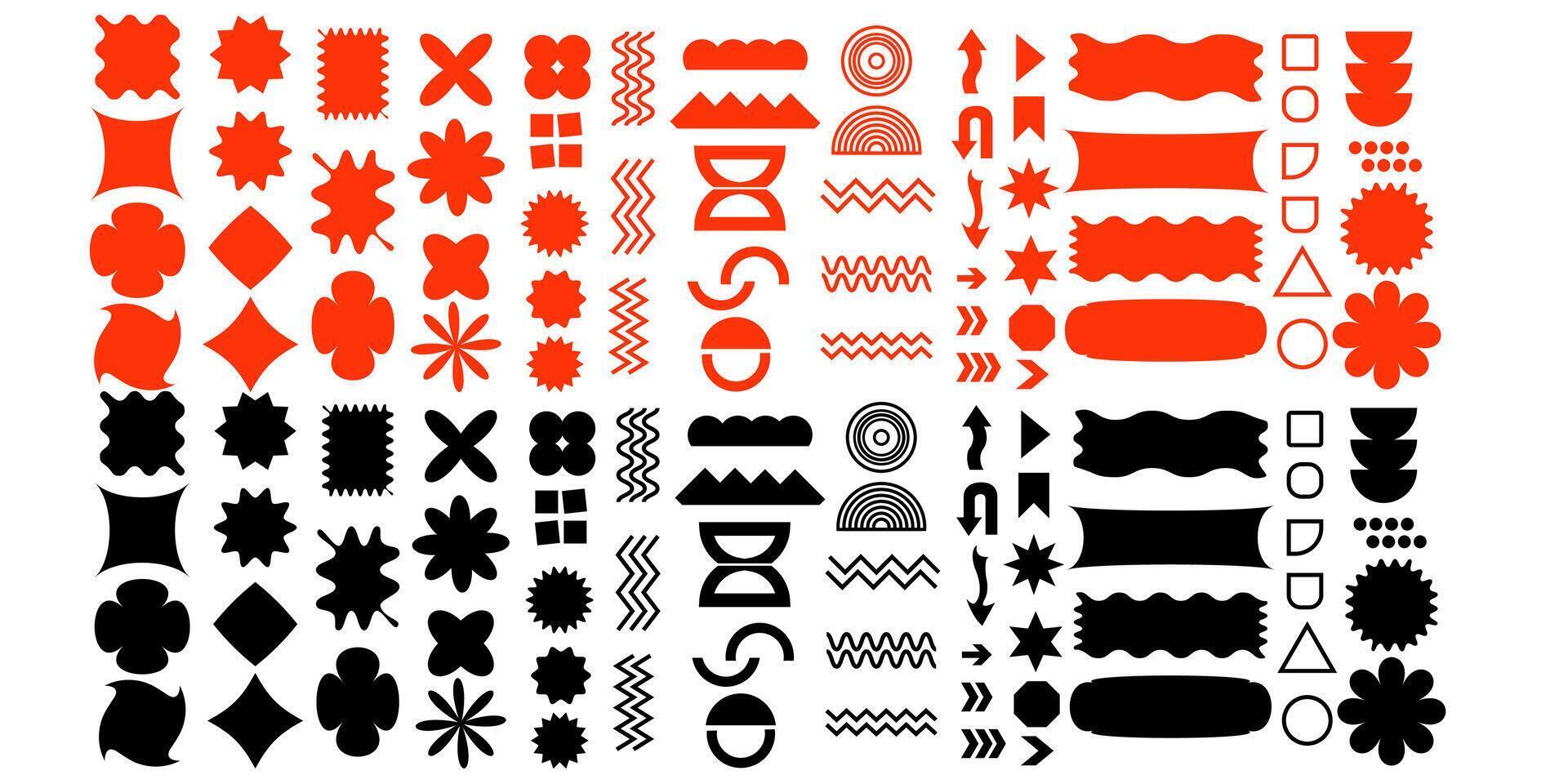 set of different abstract shapes and patterns on white background vector